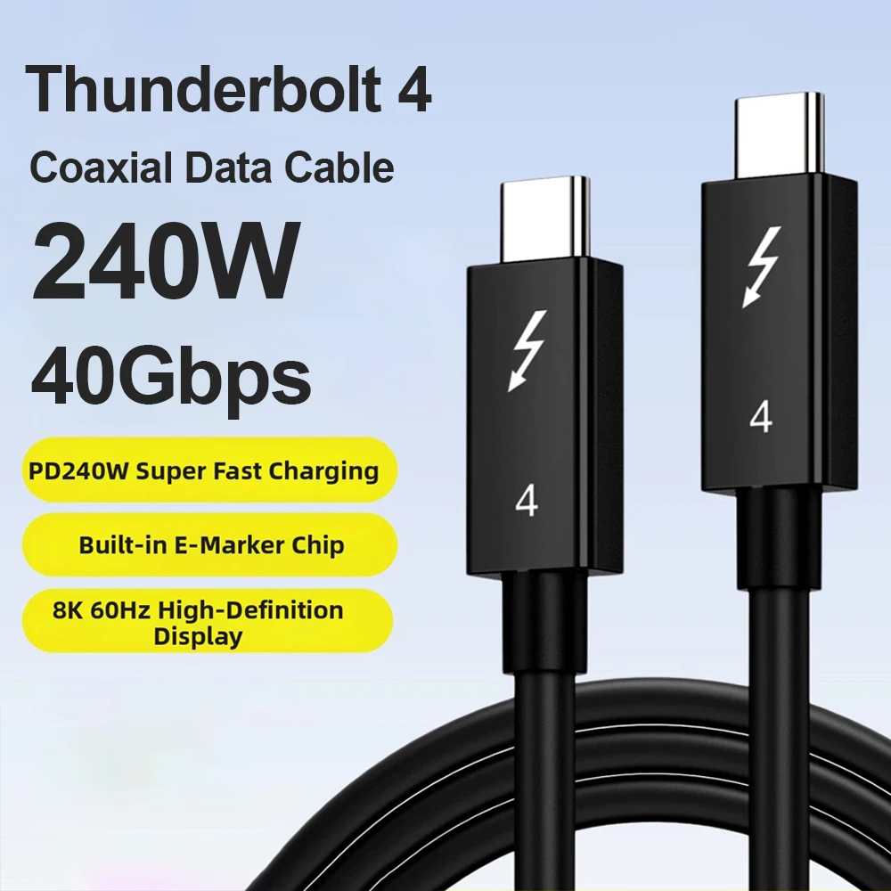 

240W USB C to Type C USB4 40Gbps Data Cord PD Fast Charger Cable Thunderbolt 3 4 For iPhone 15 16 17 iPad MacBook Air Laptop