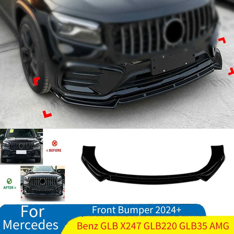 

For Mercedes Benz GLB X247 GLB220 GLB35 AMG 2024+ Car Front Lip Spoiler Front Bumper Shovel Spoiler Exterior Body Kits Accessory