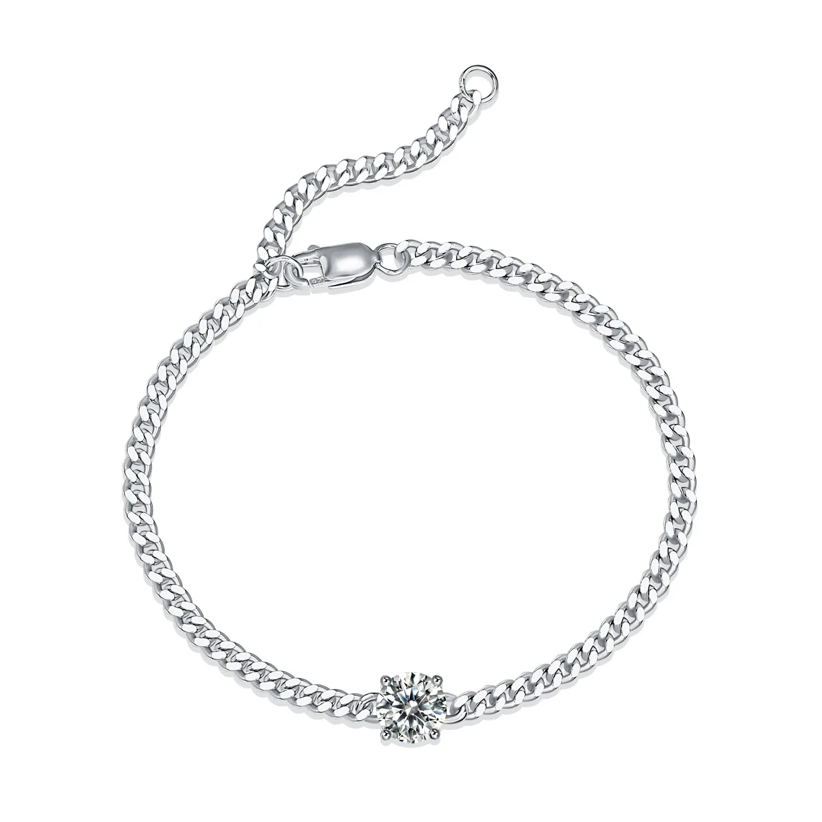 1-2ct Moissanite Tennis Bracelet 925 Sterling Silver Plated White Gold Bracelet for Women Man Sparkling Party Jewelry