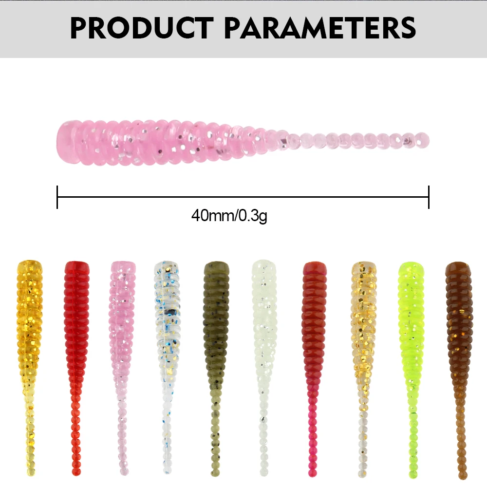 Spinpoler Mini Micro Tail Soft Bait Fishing Lure Silicone Worm 4cm Ajing Jerking Swimming Minnow For Bass Ice Rock Fish 100pcs view 2