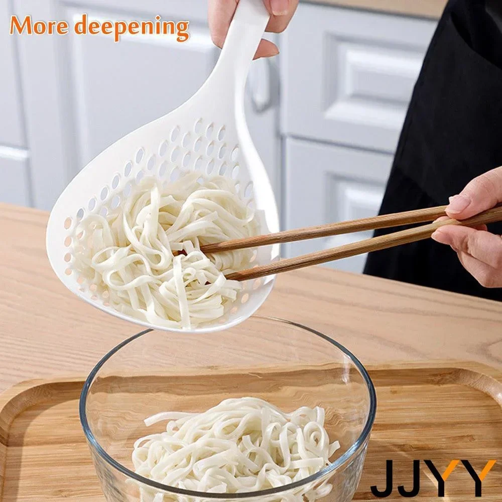 JJYY  Large Size Cooking Slotted Handheld Strainer Colander Spoon Skimmer Strainer with Long Handle For Filter Vegetable Pasta