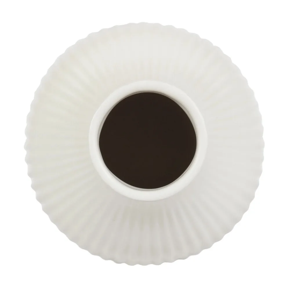 Ribbed Ceramic Vase, 8.5", Cream