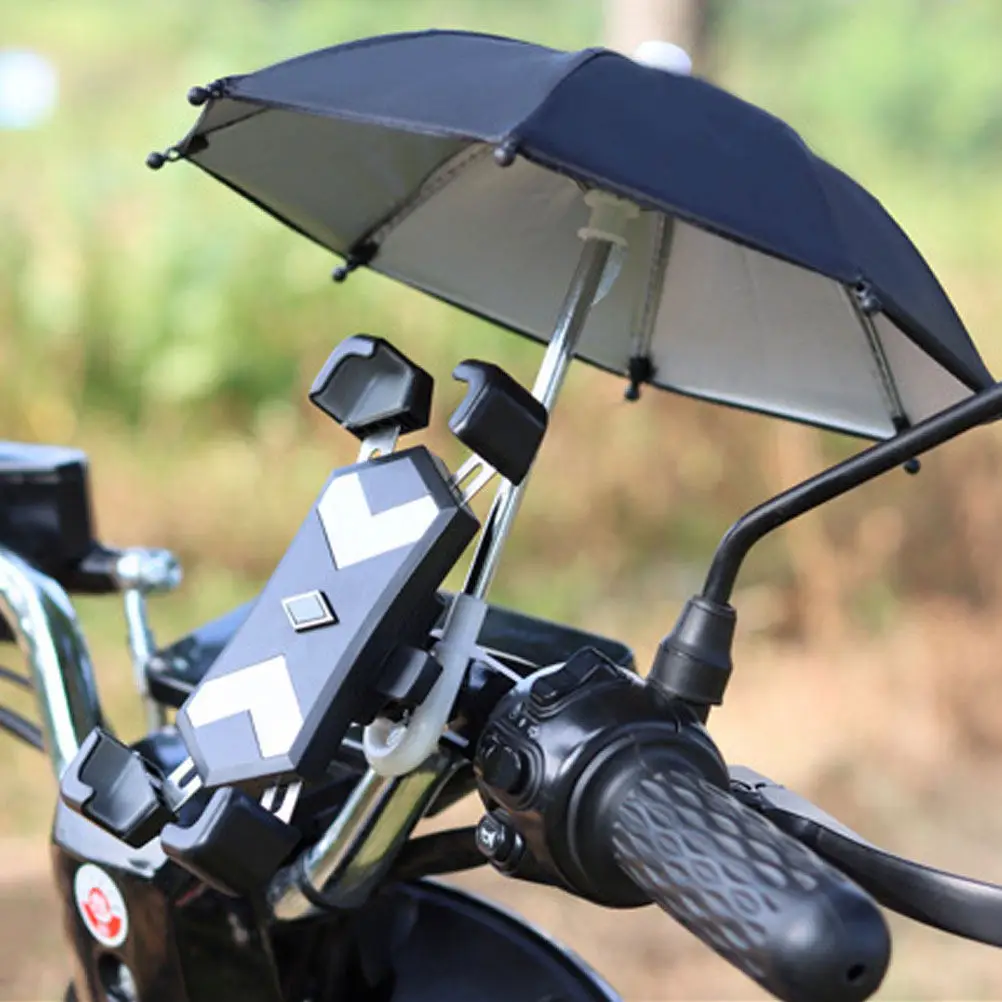 

4pcs Motorcycle Bicycle Mini Umbrellas Decorative Phone Stand Waterproof Portable Durable UV Protection Yellow Red Black Blue