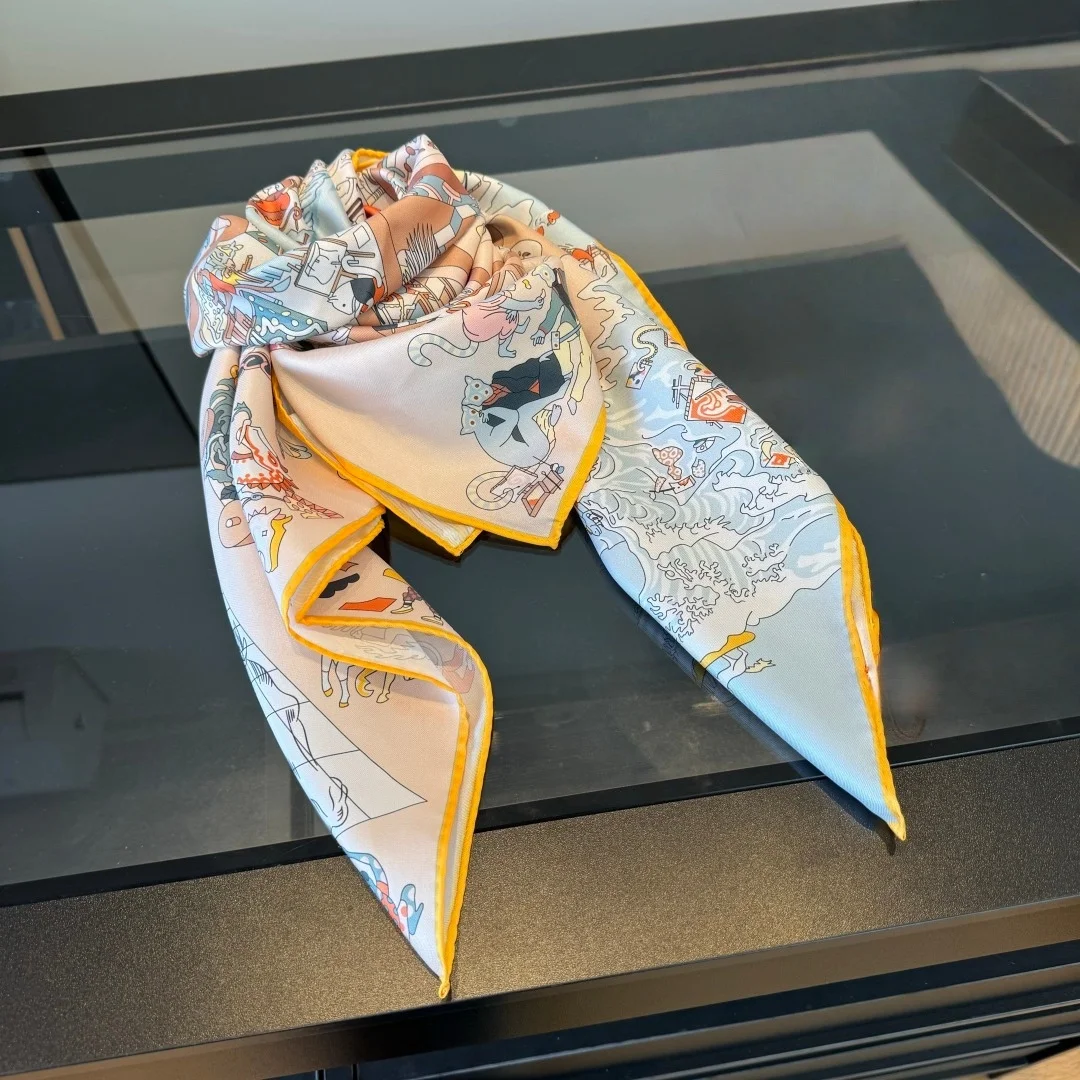 

Summer Silk Scarf, Hand-painted Neck Warmer, Elegant Lady's Outfit, Can Also Be Used As A Shawl and Scarf, Holiday Gift.