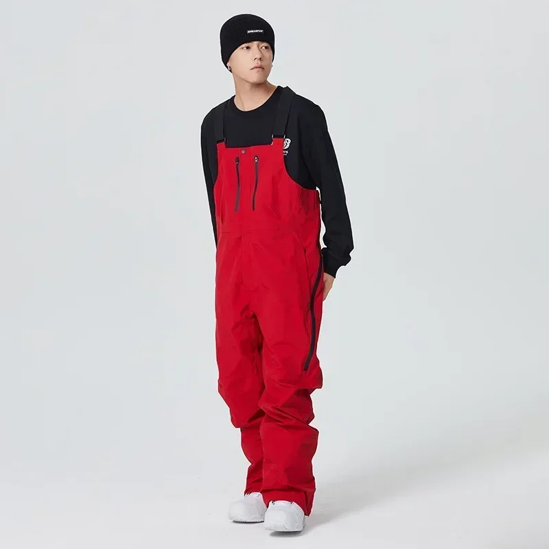 남녀공용 야외 겨울 스키 바지, 방수 열 스키 작업복, 두꺼운 방풍 스노우보드 스트랩 바지, 2025 신상