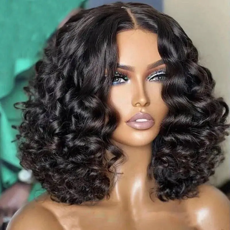 

WomenWigs Lace Front Glueless Loose Curly Invisible Short Wigs