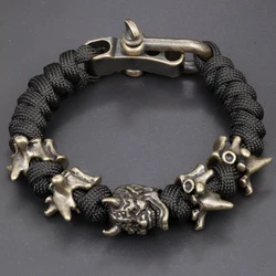 Gothic Skull Premium Paracord Bracelet Classic Men's Prajna Mask Bangles Vintage Braided Survival Lanyard Rope Jewelry Wholesale