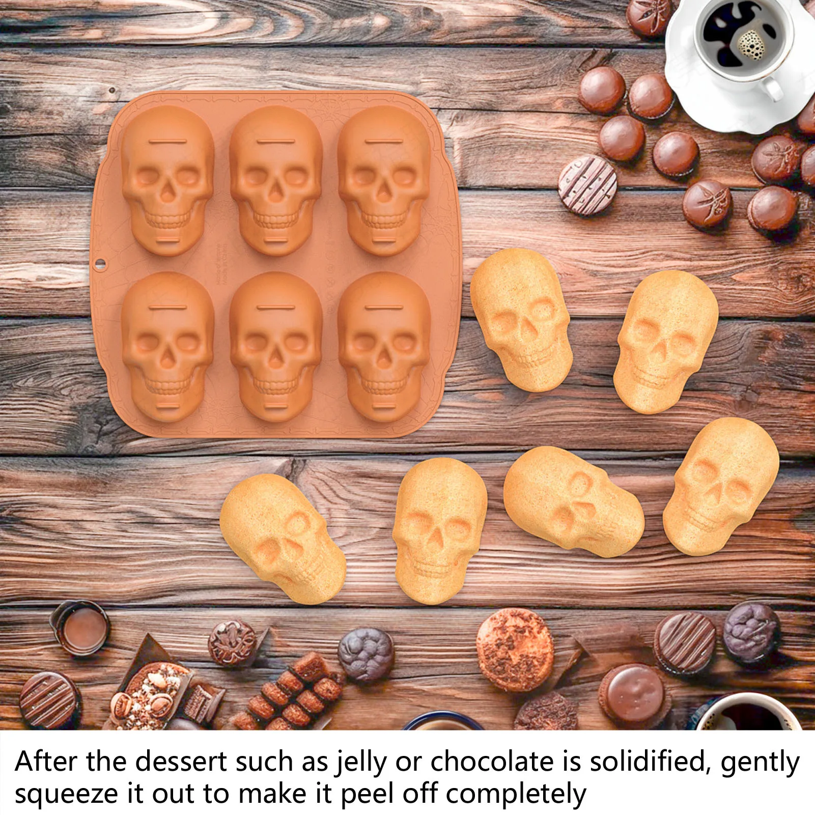 Skeleton Head Baking Mold Skull Head Baking Mold Wide Application Easy Release Silicone Halloween Deocr Flexible for Cake