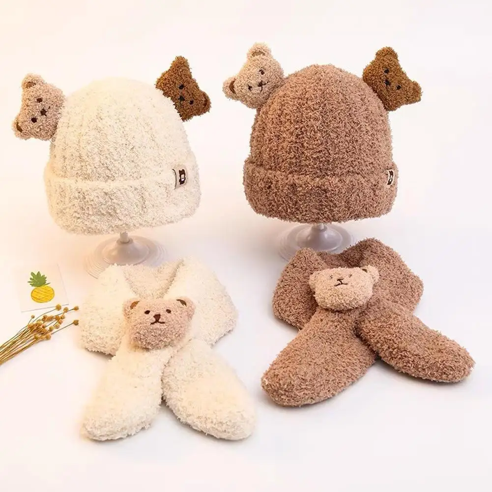 Sciarpa per cappello da orso soffice Sciarpa per cappello invernale con cappuccio per bambini dai 3 mesi ai 1,5 anni Cappellini con teschio in pile spesso