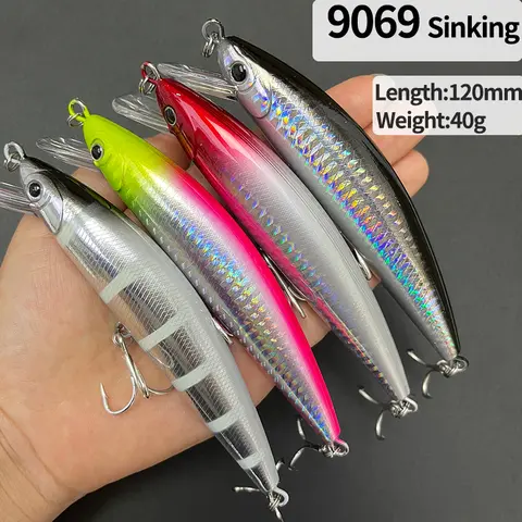 Iscas Artificiais Rígidas de 40g e 120mm para Pesca de Longo Alcance, Iscas de Afundamento Rápido para Robalo e Truta, Swimbait, Wobbler, Equipamento de Pesca