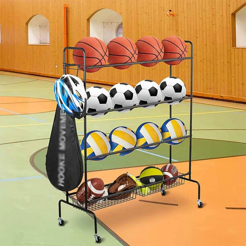 custom.XINGYE Custom Color & Size Durable Knock-Down Metal Basketball Rack Supermarket Sports Ball Storage