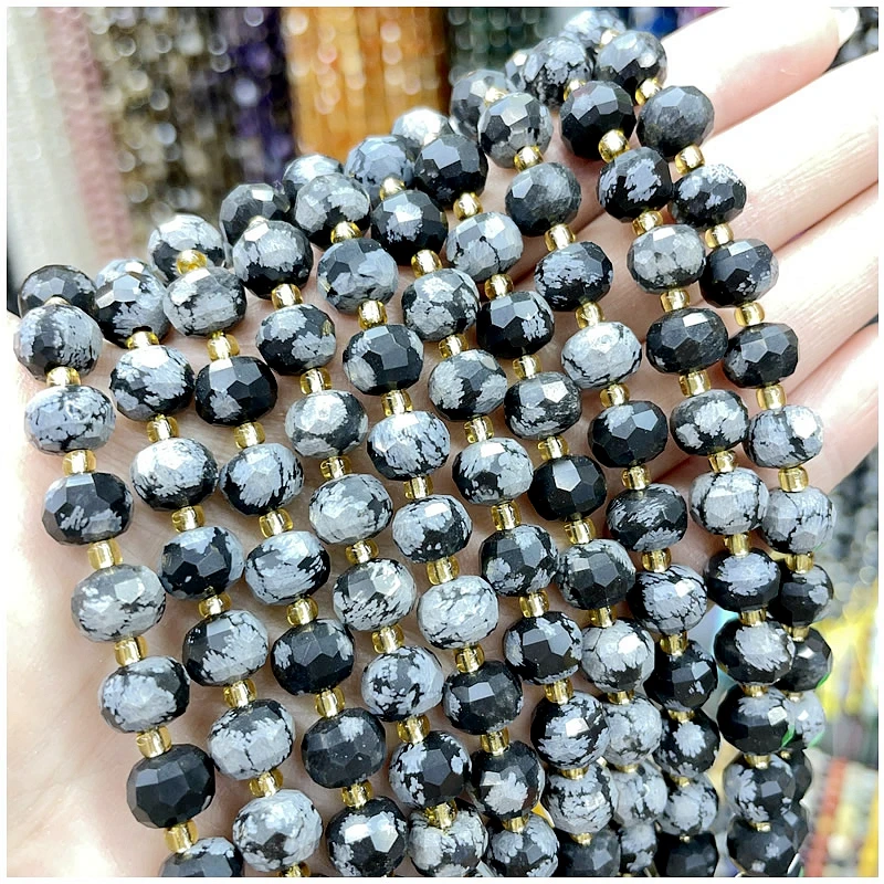 Neue 6X8MM Naturstein Amethyst Tigerauge Amazonit Kristall Eingelegte Radperlen DIY Schmuckherstellung Armband Halskette Zubehör – Detail 4
