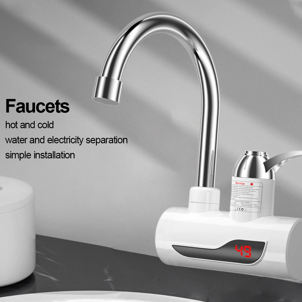 

Electric Hot Cold Mixer Tap 3000W Instant Heating Faucet 360 Degree Rotation Temperature Adjustable Digital for Kitchen Bathroom