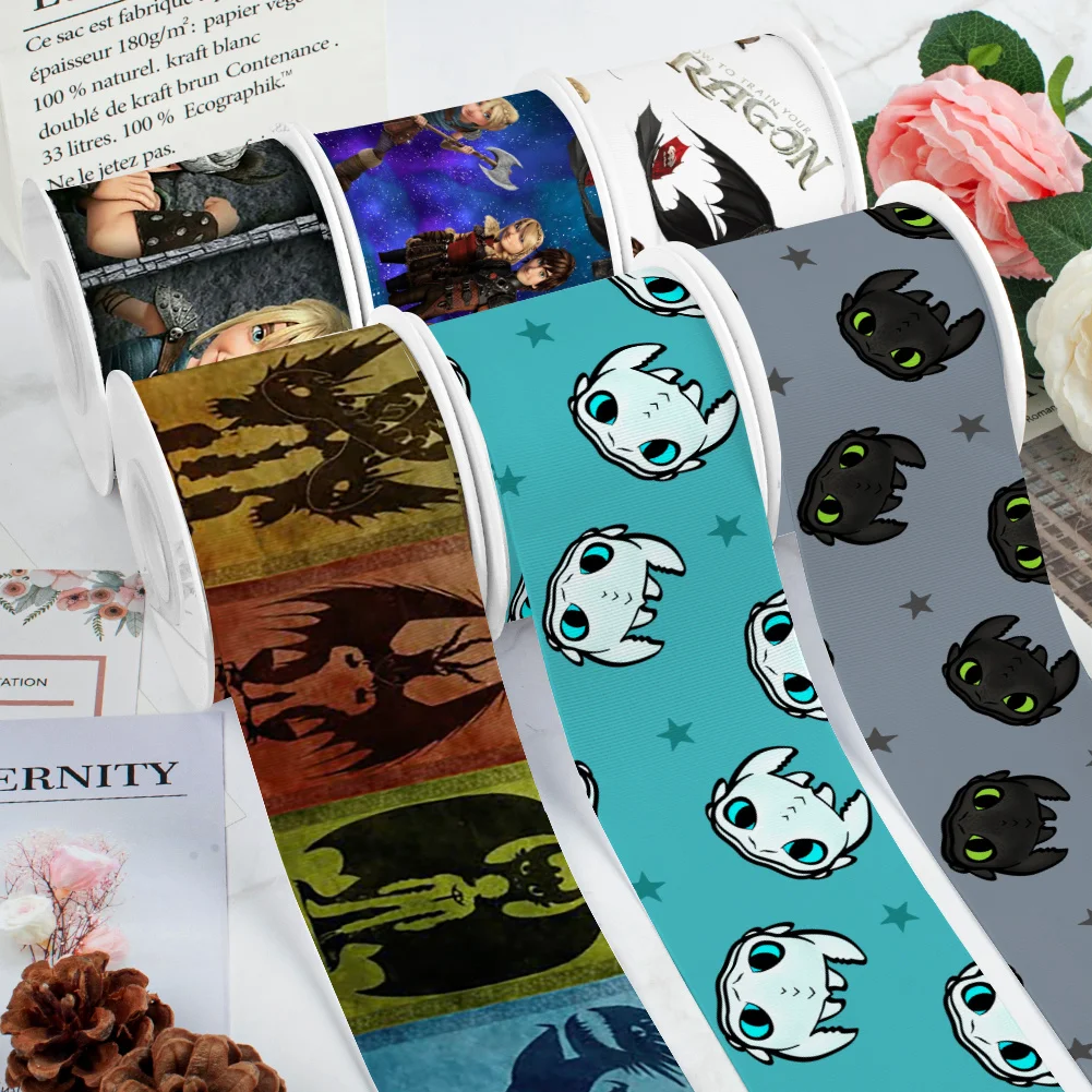 

Dragon W Cartoon Grosgrain Ribbon Satin for Party Hair Bow Gift Wrap Packing DIY Craft Supplies Decoration Party