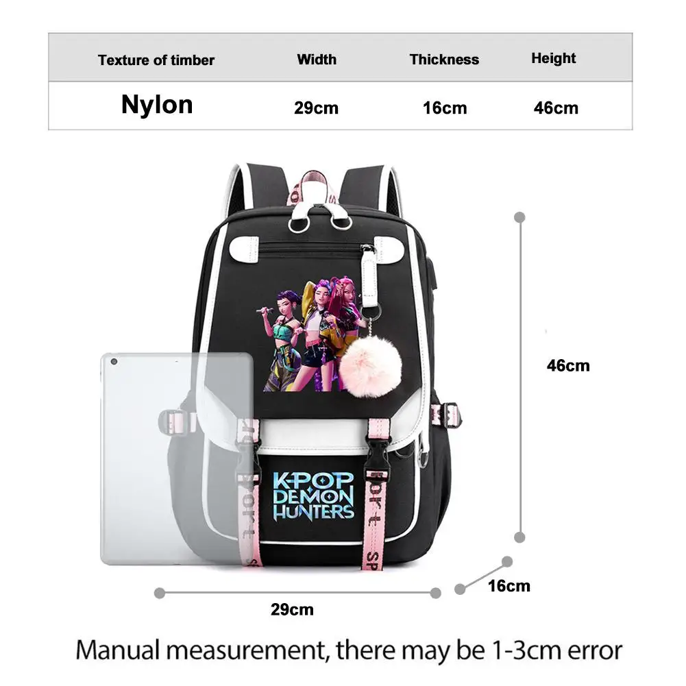 حقيبة المدرسة للمراهقين ل KPop للصيادين شيطان طباعة حقيبة حقيبة كمبيوتر محمول لطيف للفتيات حقيبة الكتب لحرم الجامعي الجامعي