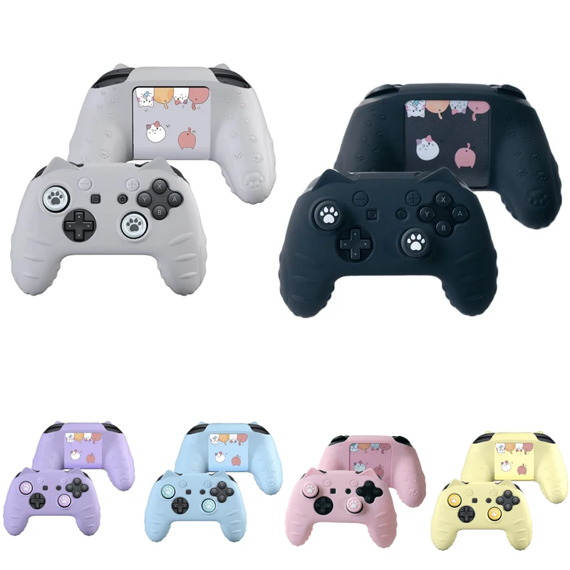 

Cute Cat Paw Silicone Soft Shell Gampad Sticker Skin For Nintendo Switch Pro NS Game Controller Case Thumb Stick Grip Cap Cover