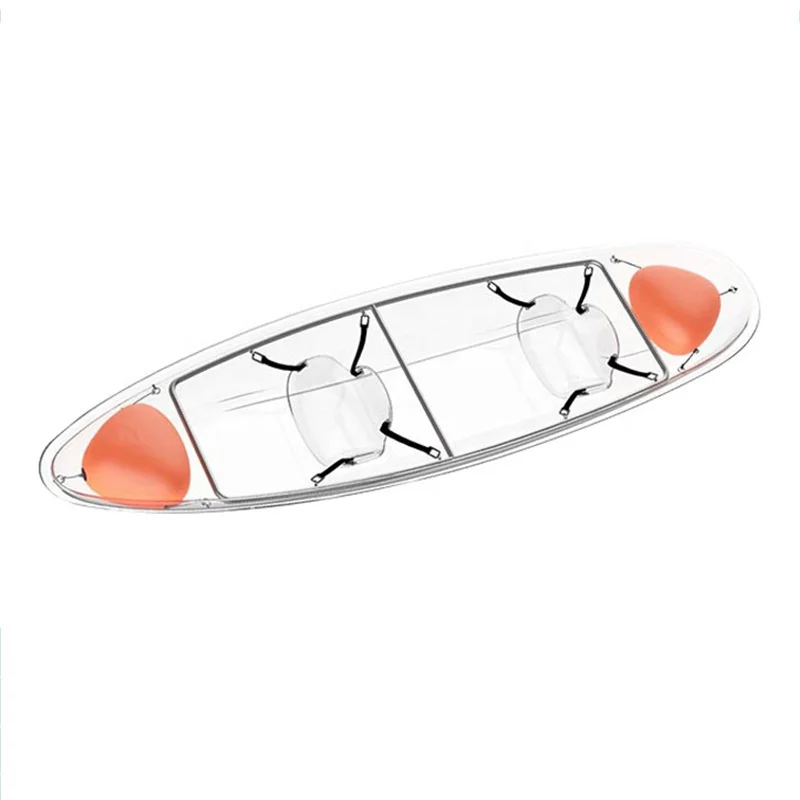 

New design high quality small plastic transparent double rowing boats crystal canoe/kayak clear bottom