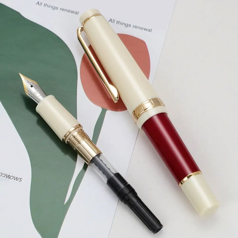 Gift Portable Mini Fountain Pen Extra Fine Nib Short Pocket Writing Pen Gold Trim 0.38/0.5mm Ink Pens Calligraphy Practice