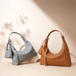 Luxury Cowhide Kite Crossbody Shoulder Bag With Matching Wallet, Designer Lunch Box Handbag,Elegant Women Underarm Leather Bags