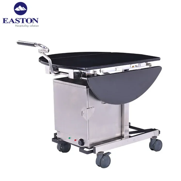 

New double drop leafs dining room service trolley cart with warmer for hotel