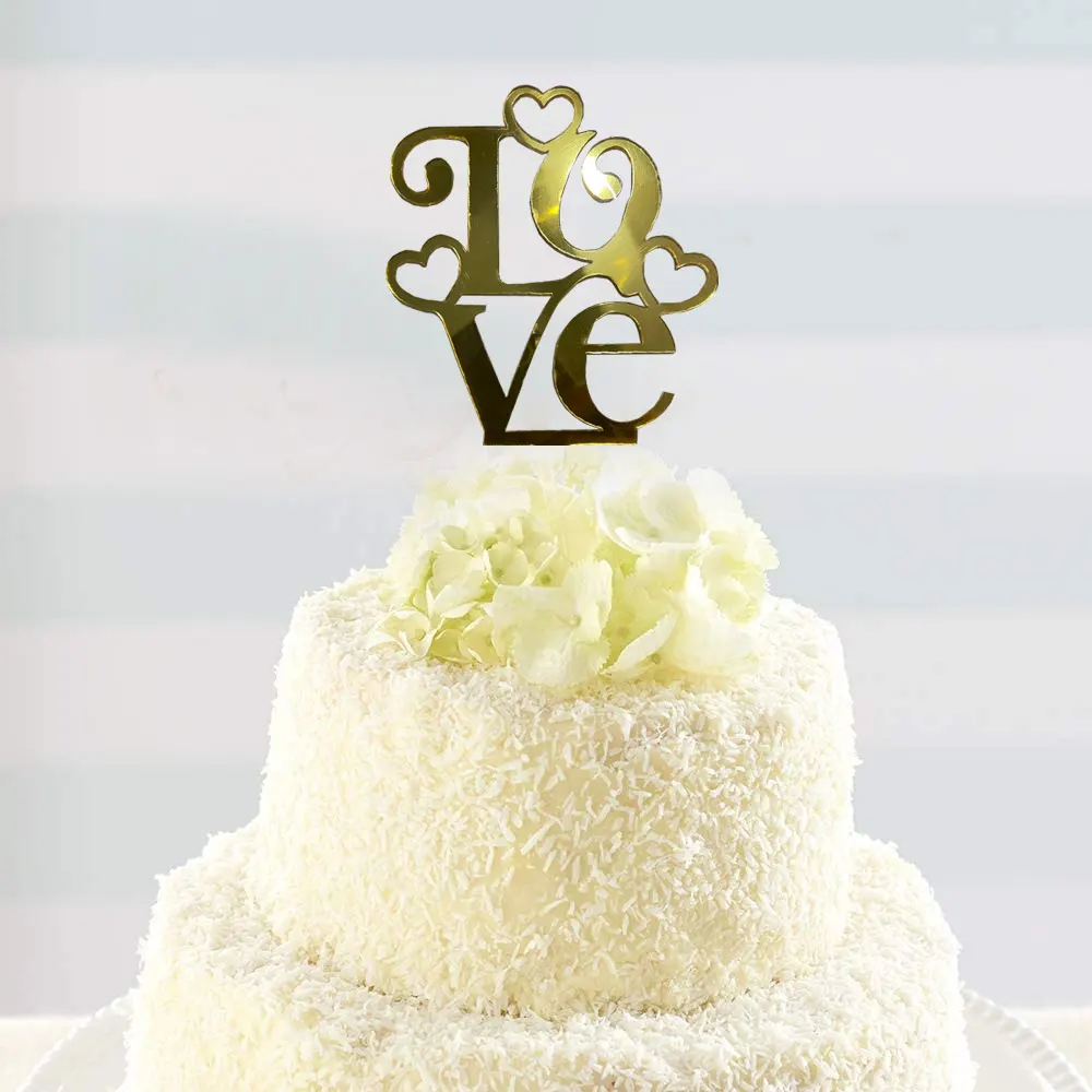 

1Pc Love Styling Cake Toppers Gold Art Letters Baking Cake Topper for Birthday Party Cupcake Decoration Supplies Accessories