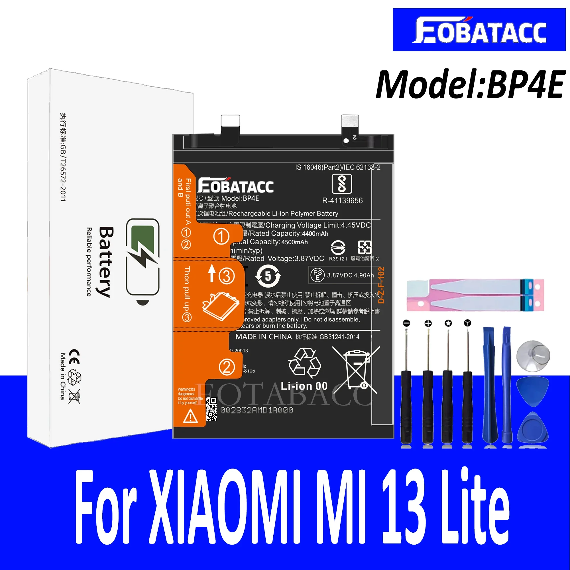 

EOTABACC 100% New Original Battery BP4E For XIAOMI 13 Lite Battery +Tools