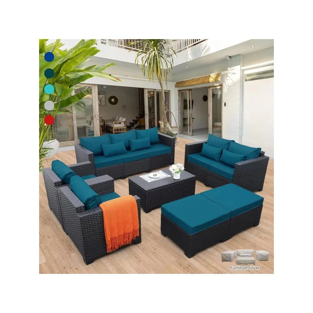 

Patio Furniture Set 7 Pieces Couch Outdoor Chairs Coffee Table Cushions and Waterproof Covers