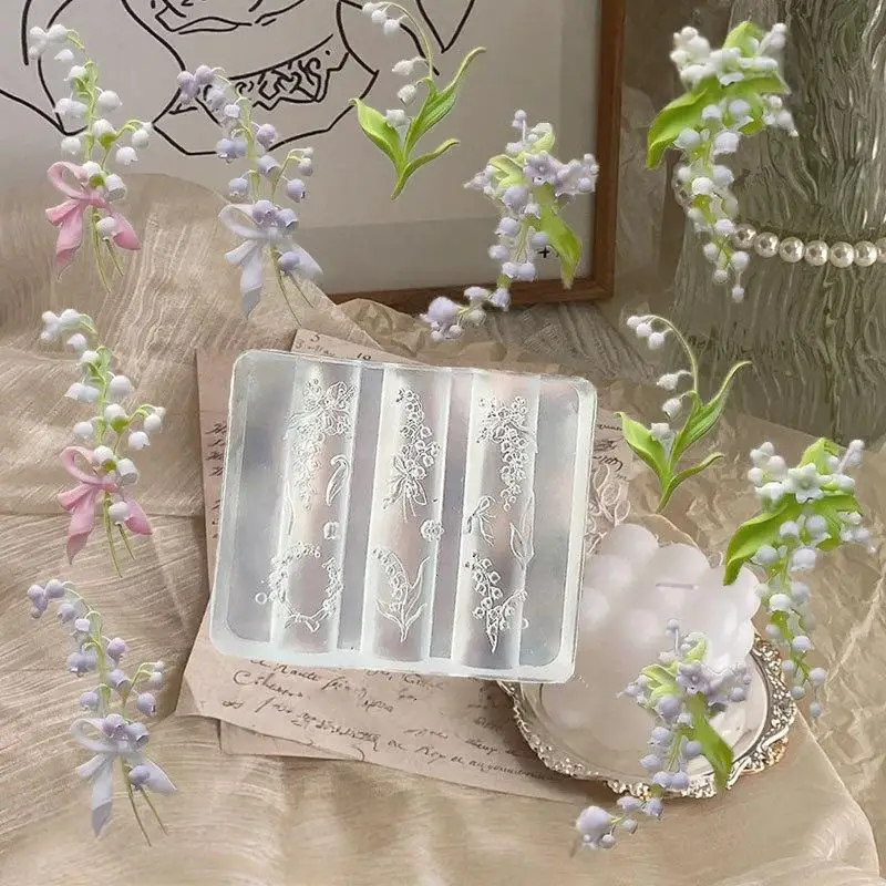 Molde 3D de silicona para decoración de uñas, lirio del valle, patrón de tallado de flores, decoración DIY, herramienta de diseño de manicura