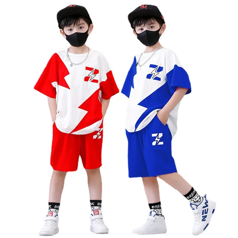 

New Fashion Kids Clothes Set Boys Summer Children's Pullover T-shirts and Wide Leg Shorts Teenage Cotton Sports Suits 4 8 12 16T