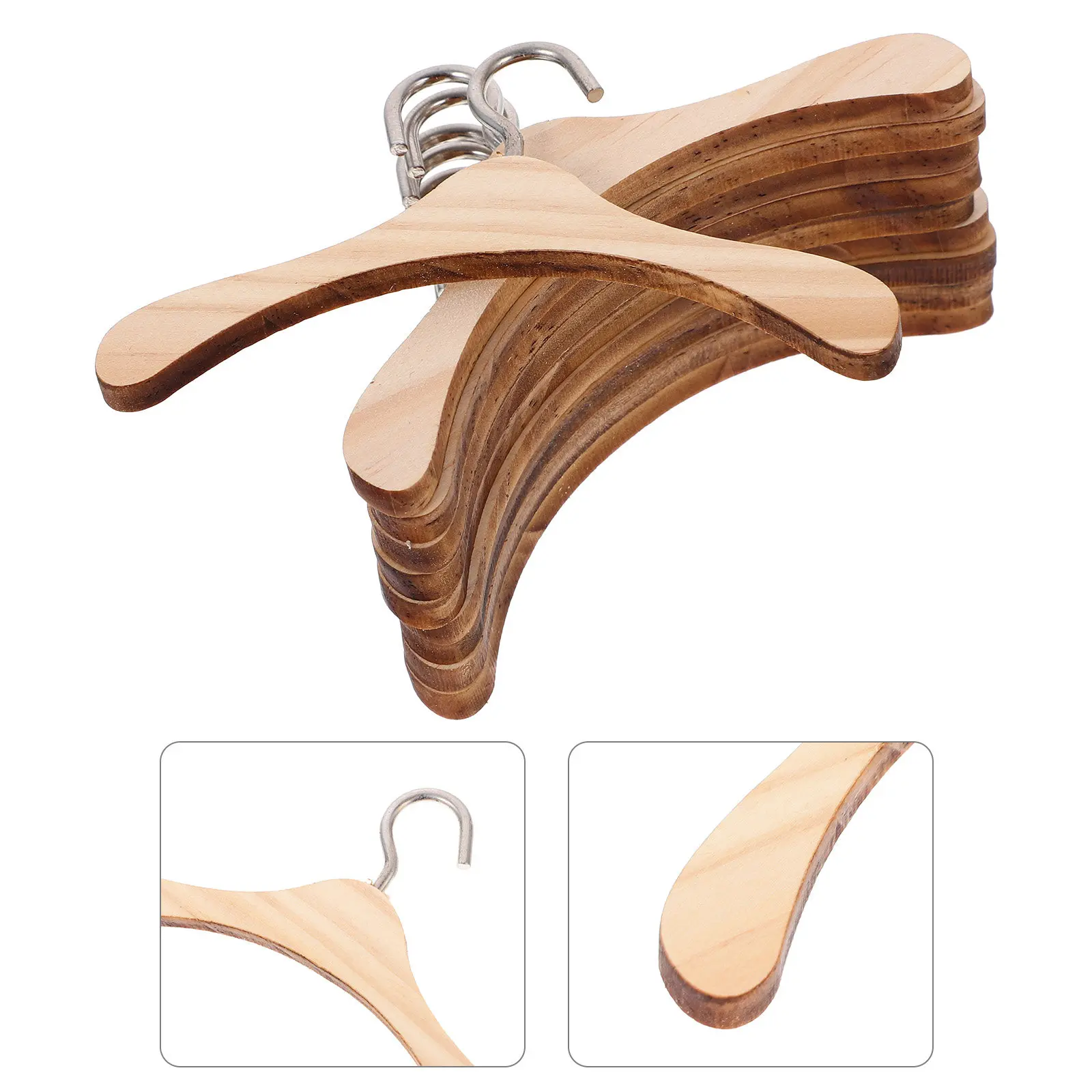 

Набор из 10 мини-деревянных вешалок 10 см, гладкая отделка, долговечные, для кукольного домика, декоративное решение для хранения, для детской комнаты