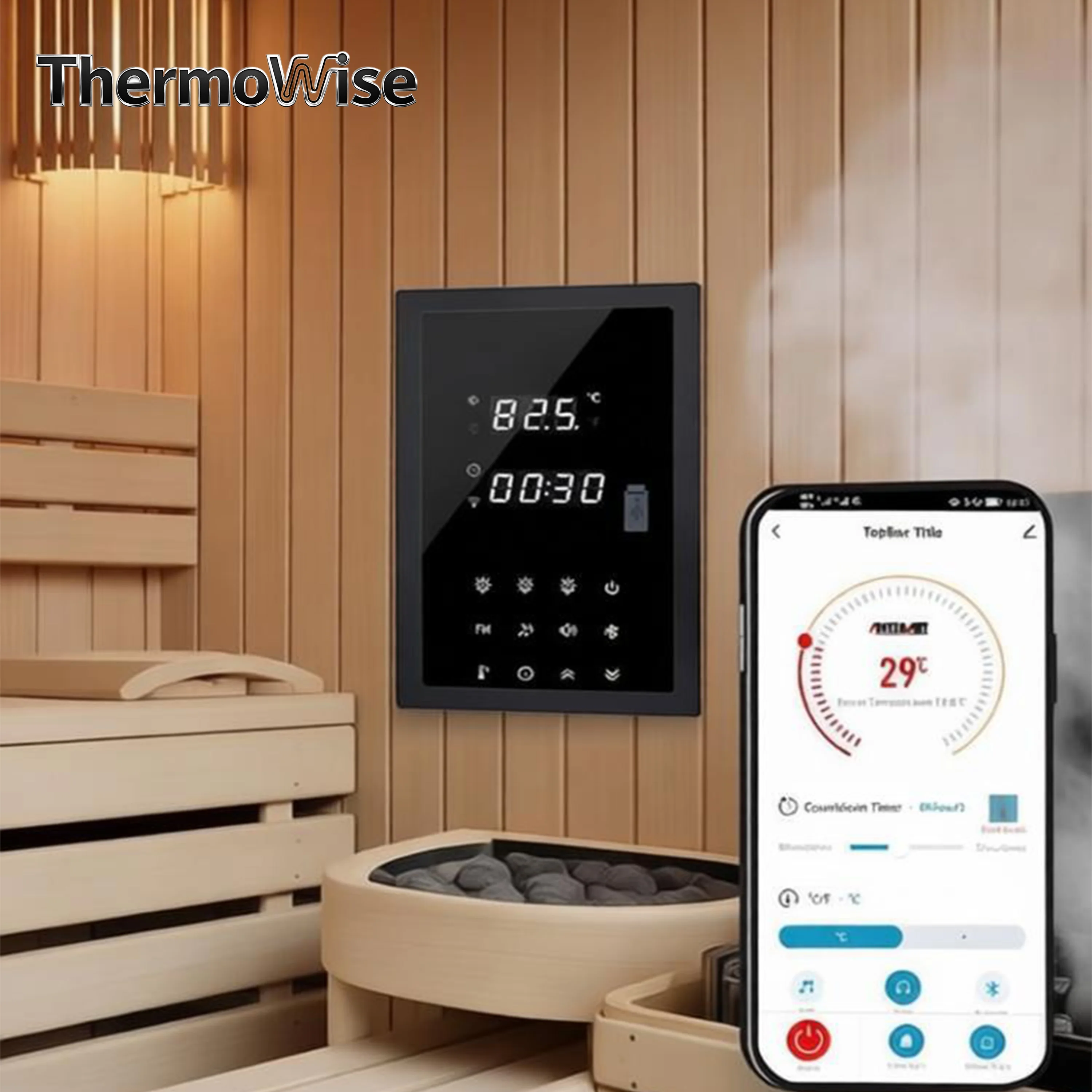 Panel de Control Multifuncional WIFI para Calefacción de Habitaciones, Interruptor para Luz/Ventilador/Terapia Eléctrica, 220V/380V, Compatible con Equipos de Calefacción y Sauna
