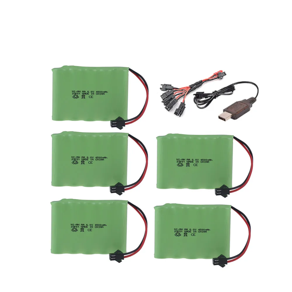 Batería recargable Ni-MH de 6v y 4500mah, cargador para juguetes Rc, coches, tanques, camiones, Robots, barcos, pistolas, 3000/3500mAh, AA, 6v