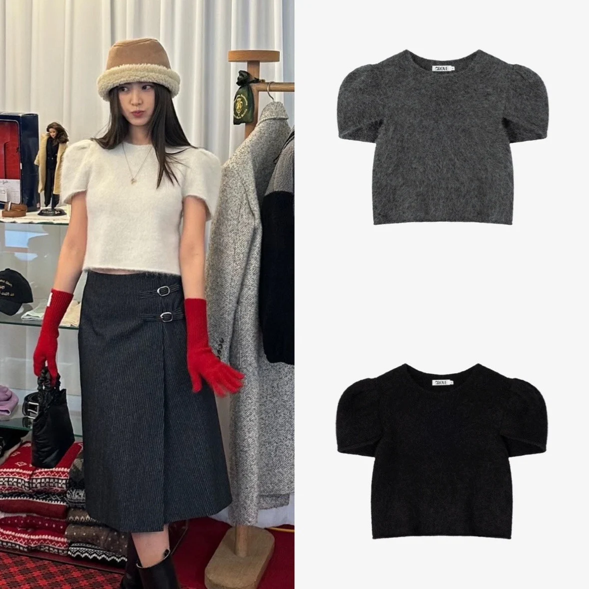 

Pure Color round Ne ort Sve Bubble Sve Knitted Sweater Alpaca Wool Top Women's Faion Spring 2024 Knittedwear