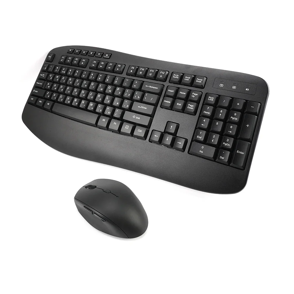 Imagem -02 - Conjunto de Teclado e Mouse sem Fio Russo Ergonômico Compacto Mk345 Combo 2.4g Apto para pc Laptop