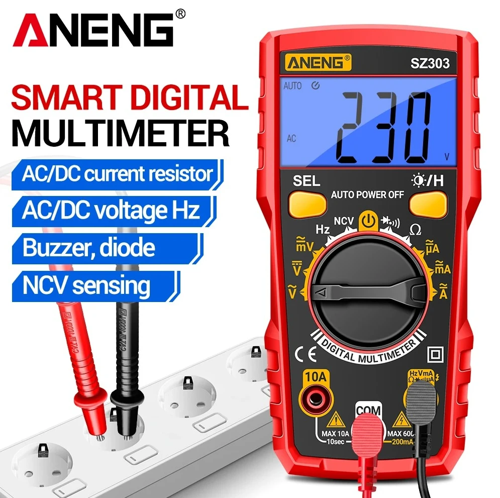 

ANENG SZ303 Smart Digital Multimeter 1999 Count Professional AC/DC Voltage Current Electrical Data Retention High Precision Tool