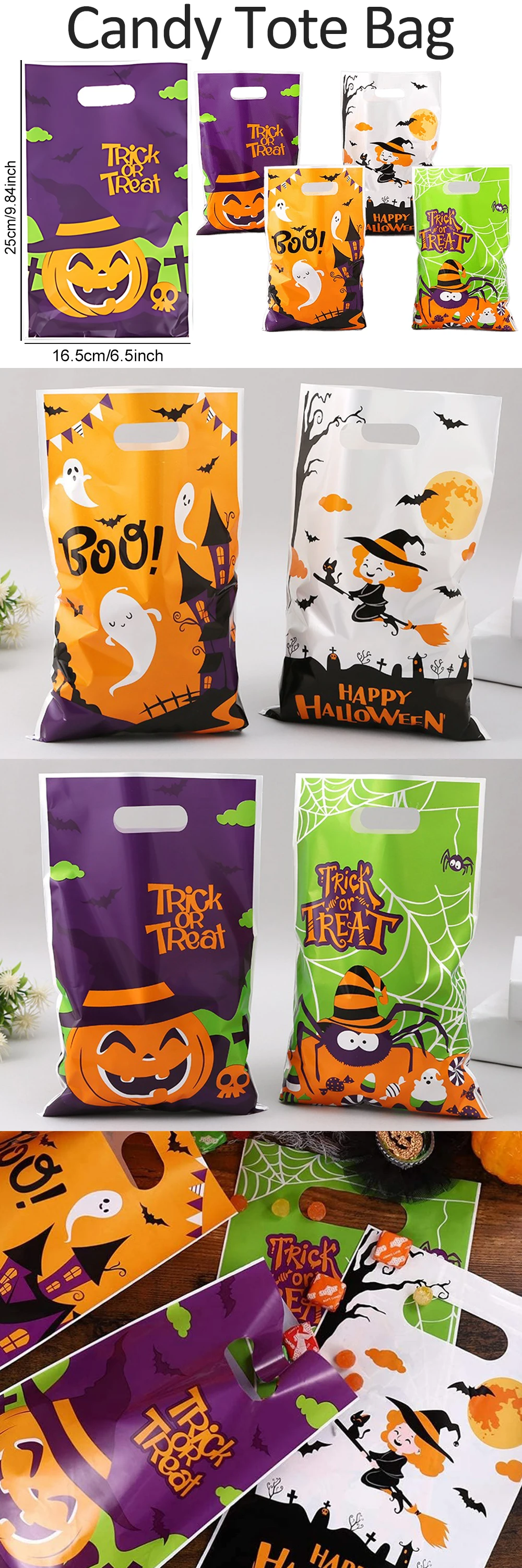 20-100PCS Süßigkeiten Taschen Gemischt Halloween Themen Stil Bunte Kürbis Geister Fledermaus Halloween Party Geschenk Paket Tasche Festival favor ZYF – Detail 3