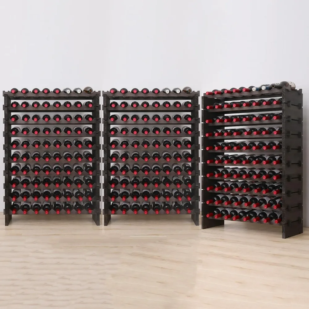 Madeira Autoportante Wine Rack Gabinete para Piso, Armazenamento Empilhável, Porta Garrafa De Vinho, 80 Garrafas