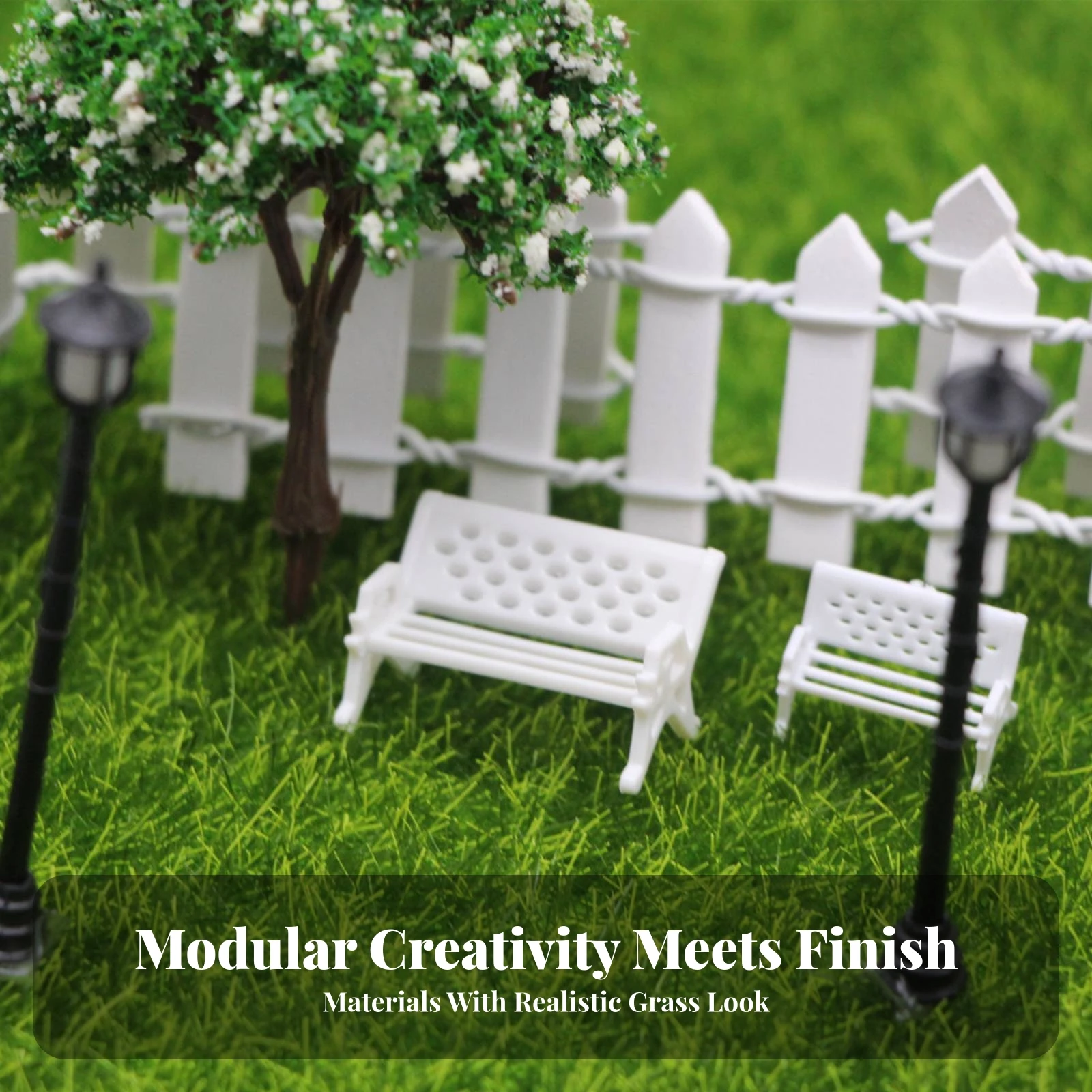 Miniature Garden Courtyard Set Illuminated Micro-Landscape Garden Decoration Mini Street Lamp Model Realistic