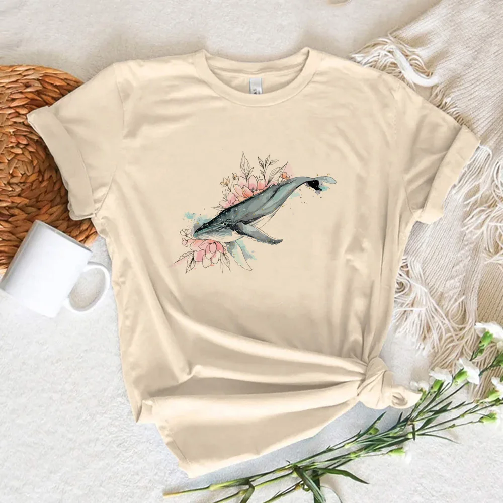 Whale tshirt women streetwear graphic Japanese t shirt female y2k graphic designer clothing