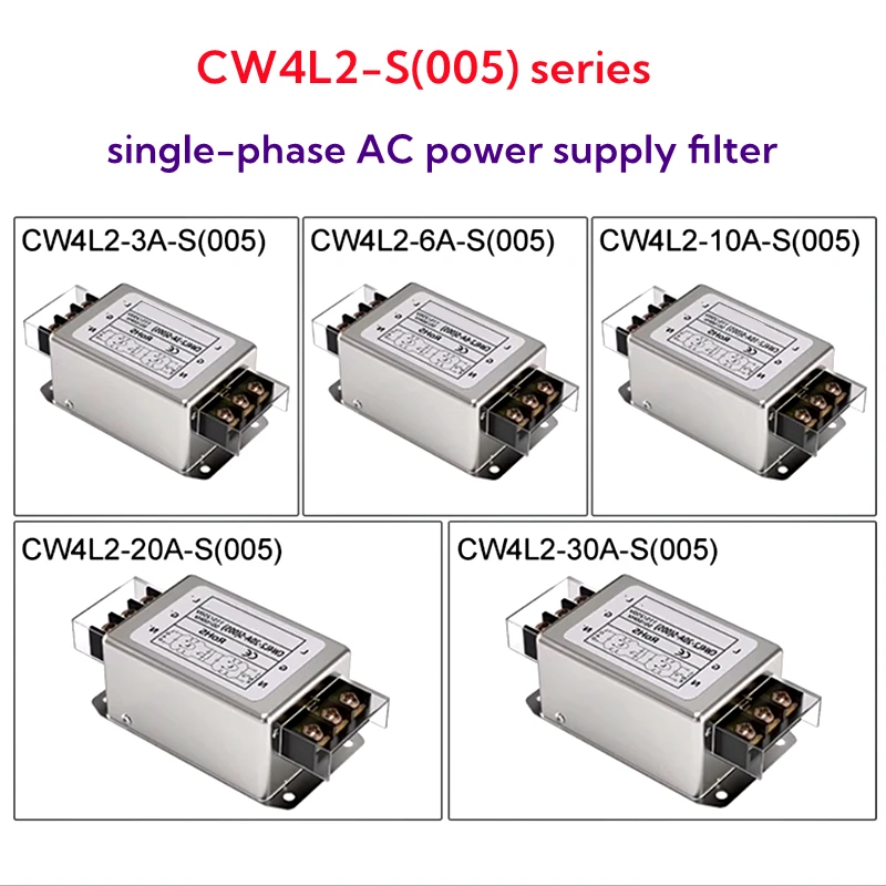 CW4L2-S filter daya fase tunggal (005)3A hingga 40A tipe Terminal 220v AC EMI catu daya anti-gangguan pemurni harmonis CW4L2