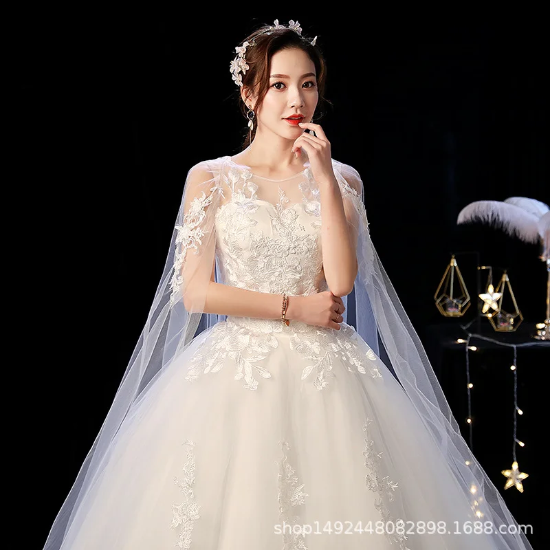 2024 Huqiu Wedding Dress Qi Di Wedding Dress New Bridal Dress One Shoulder Princess Large Size Simple Forest Style