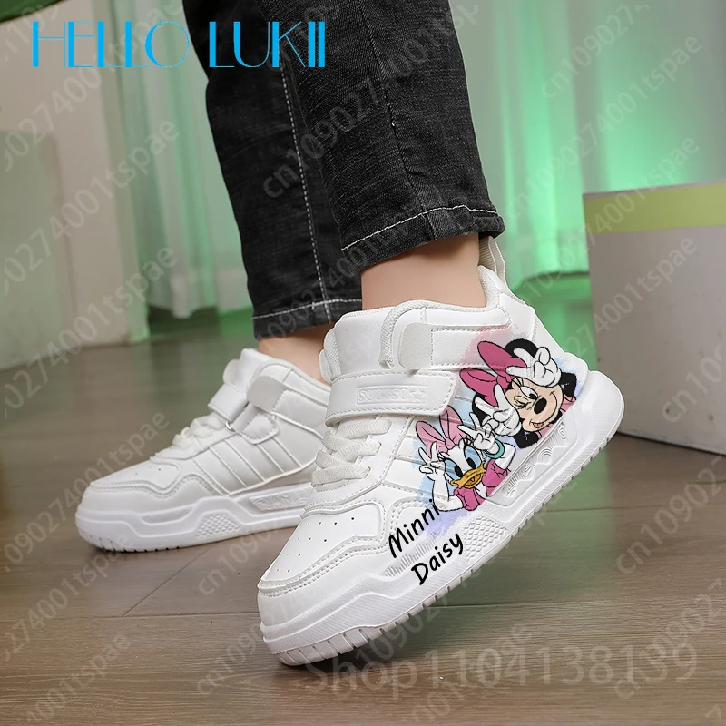 

New popular Minnie Daisy Cute printing Pattern Children shoes boys girls high-top thick sole wear-resistant child shoes gift