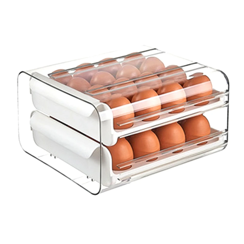 

Drawer Type Egg Storage Box Refrigerator Fresh Keeping Egg Finishing Artifact Kitchen Thickened Large Capacity White