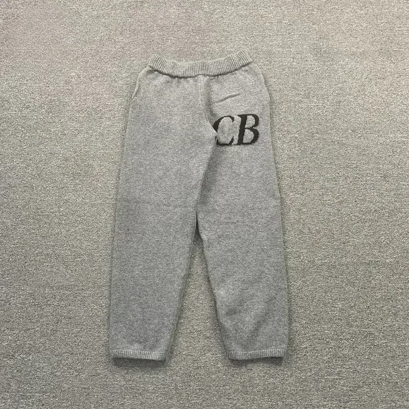 

Oversized CB Pants Grey Woolen Men Pants Top Quality Knitted Jacquard Pants Women Casual Wide Trousers Streetwear