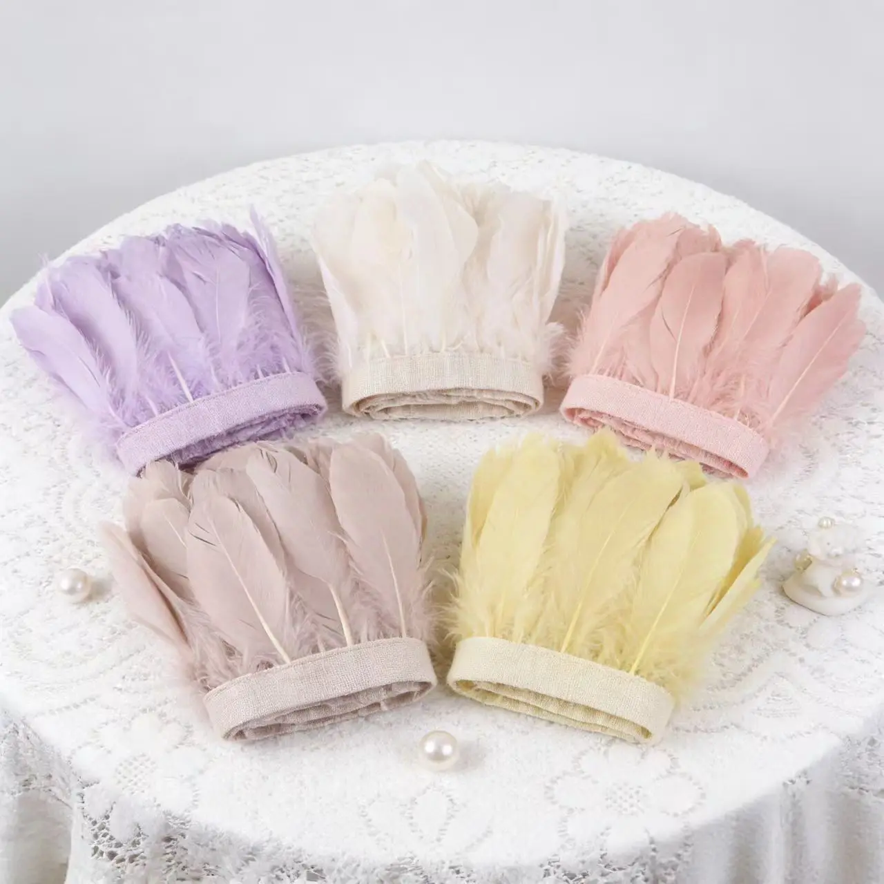 

Goose Feather Fringe 10M Wholesale Premium Swan Plumes 15-20cm Ribbon Carnival Costume Dress Decoration Crafts Goose Trim