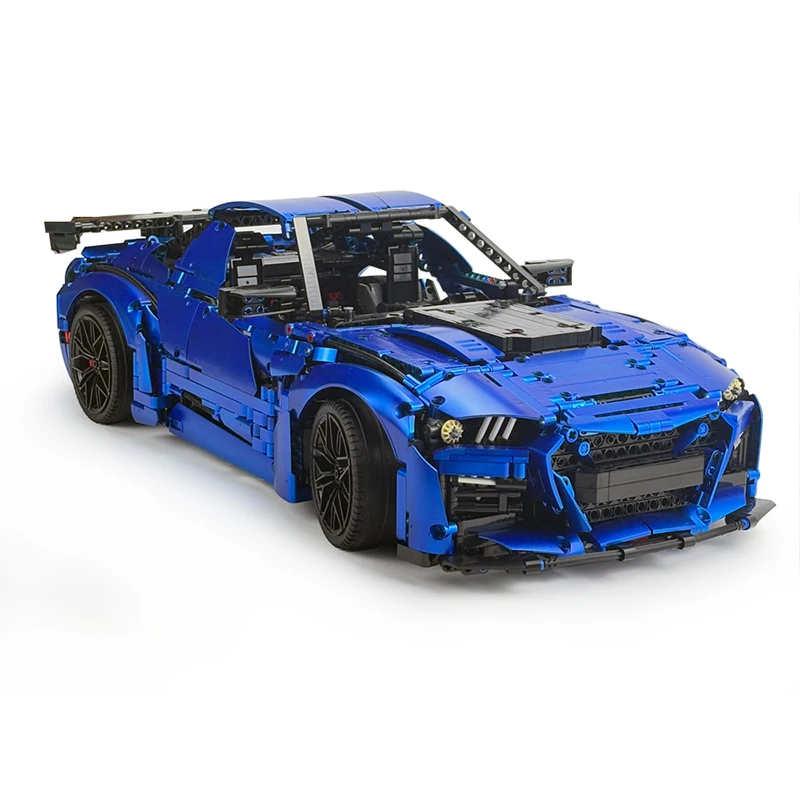 ハイエンドのユニークな新しいテクニカルブルーメッキスーパースポーツカー 1:8 モデル MOC 165802 ビルディングブロックレンガパズルおもちゃ誕生日ギフト
