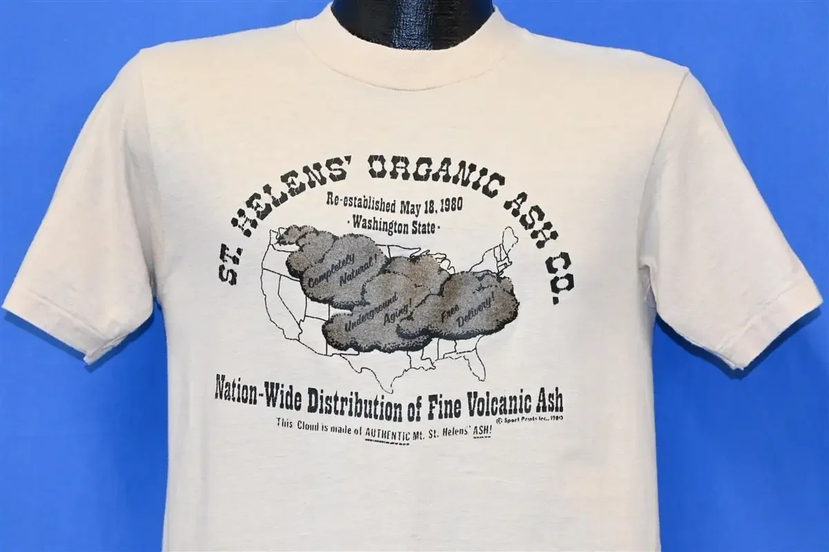 70s Mount St Helens Volcano Organic Ash Joke Spoof Funny T Shirt Small