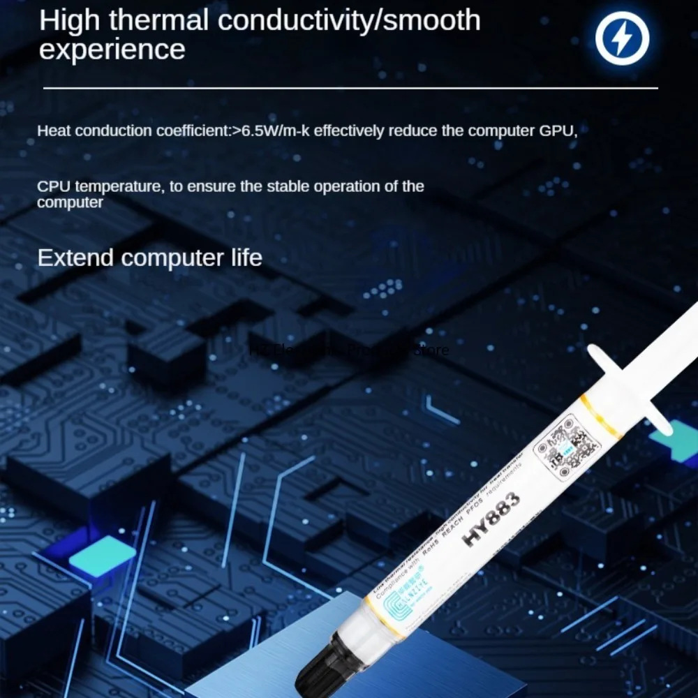 Composto termico 3/5G HY883 Grasso conduttivo HY883 6.5W Pasta siliconica Dissipatore di calore Processore CPU GPU Dispositivo di raffreddamento Ventola di raffreddamento Gesso
