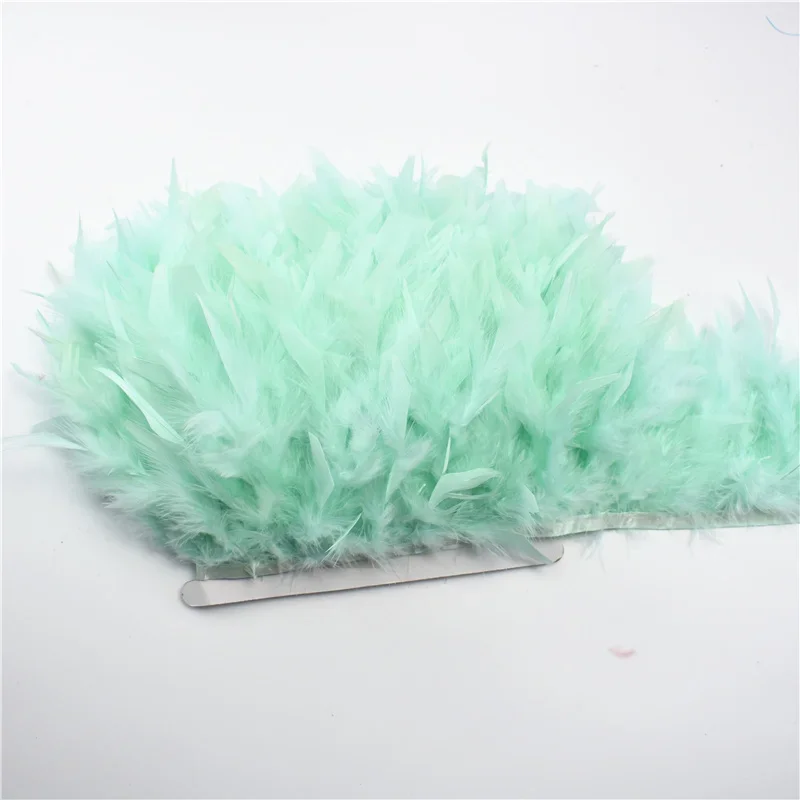2 Yards Mintgrüne Truthahnfeder-Borte Quasten-Fransenband Federn für Bastelarbeiten Marabou-Rockborte Kleidungszubehör Dekoration – Detail 10