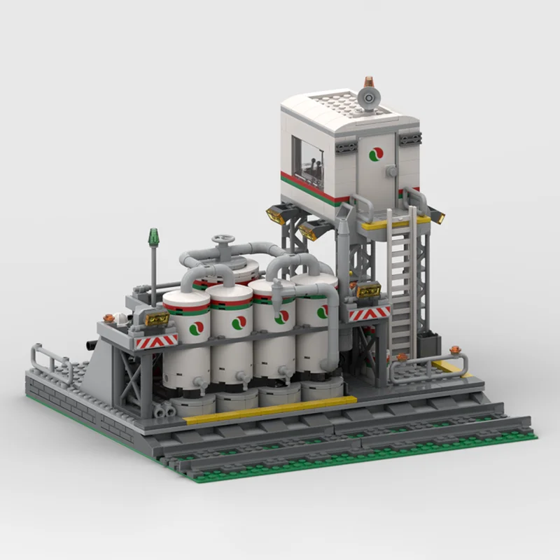 611pcs MOC Octan Transfer Station City Trains Model Building Blocks Desk Ornament, Home Decor Bookshelf Display Gift For Adults